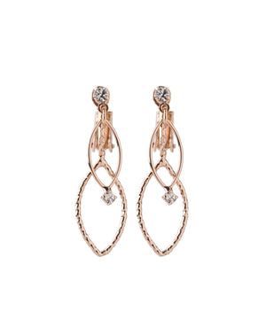Clear bijou and leaf dangling earrings