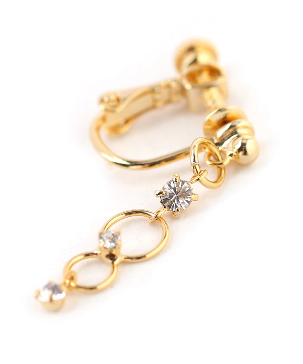 Clear jewel and mini hoop dangling earrings