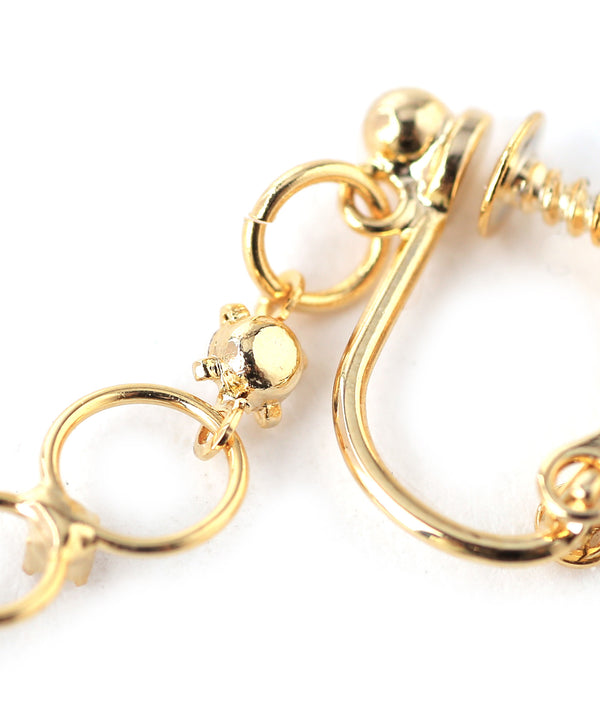 Clear jewel and mini hoop dangling earrings