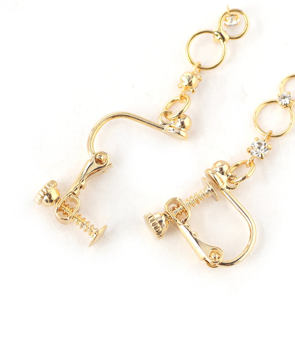 Clear jewel and mini hoop dangling earrings