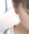 Clear jewel and mini hoop dangling earrings