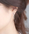 Clear jewel and mini hoop dangling earrings