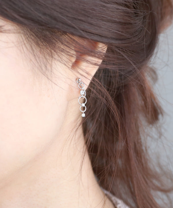 Clear jewel and mini hoop dangling earrings