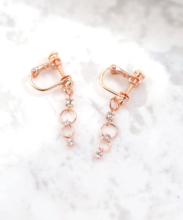 Clear jewel and mini hoop dangling earrings