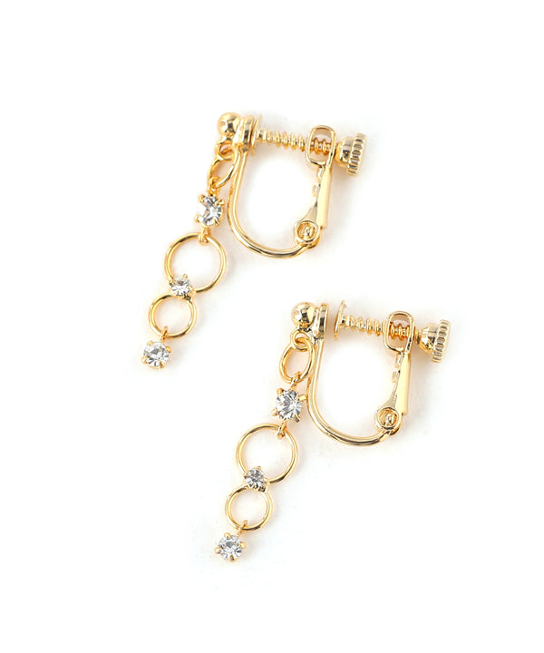 Clear jewel and mini hoop dangling earrings