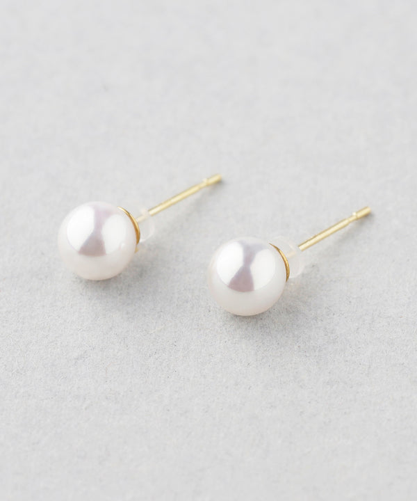 Simple shell pearl earrings [S]