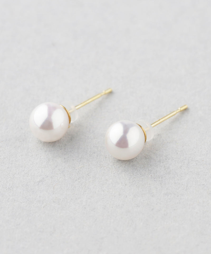 Simple shell pearl earrings [S]