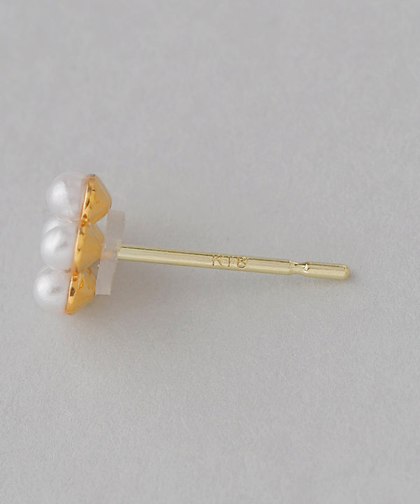 パール×ビジューフラワーピアス[K18ポスト]