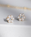パール×ビジューフラワーピアス[K18ポスト]