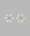 パール×ビジューフラワーピアス[K18ポスト]