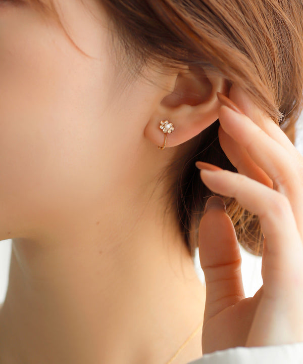 ビジューフラワーイヤリング[A]