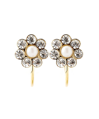 人造鑽石花朵耳環[A]