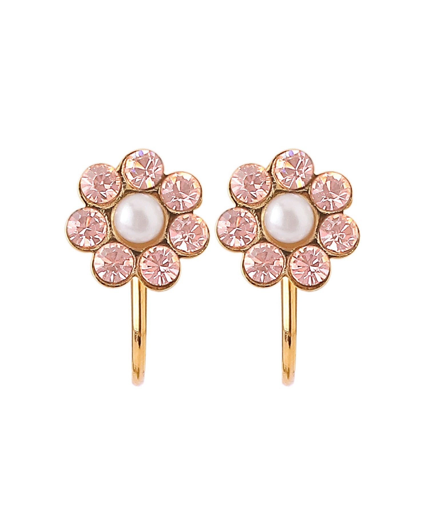 薔薇ビジュー♡ころっとハート　フラワーレジン　 ピアス/イヤリング✩*¨ ANEMONE】ビジューフラワーイヤリング｜アネモネ・シエナロゼ