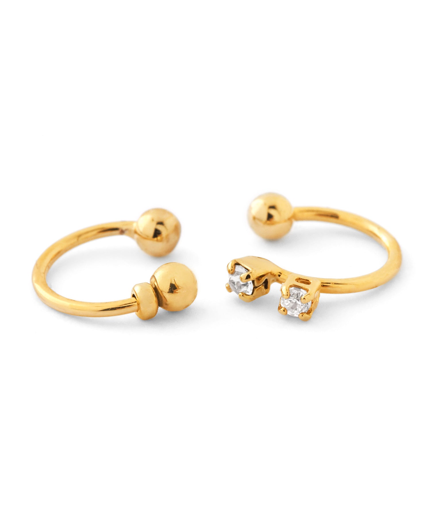 ANEMONE】ビジュー×メタルスフィアイヤーカフ[2個セット]｜アネモネ