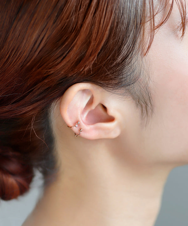 Beaded and Metal Sphere Ear Cuffs (Set of 2)