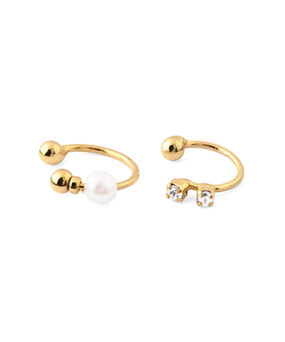 Pearl and Beaded Ear Cuffs (Set of 2)