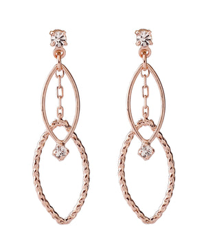 クリアビジューとリーフが揺れるピアス