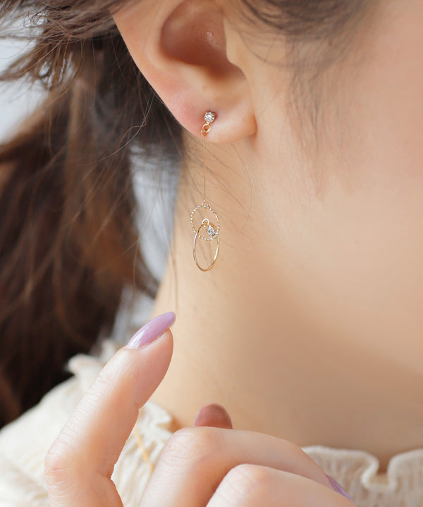 煌めき2粒ビジューのピアス
