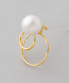 パール×ダブルサークルピアス