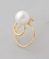 パール×ダブルサークルピアス