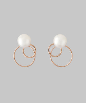 パール×ダブルサークルピアス