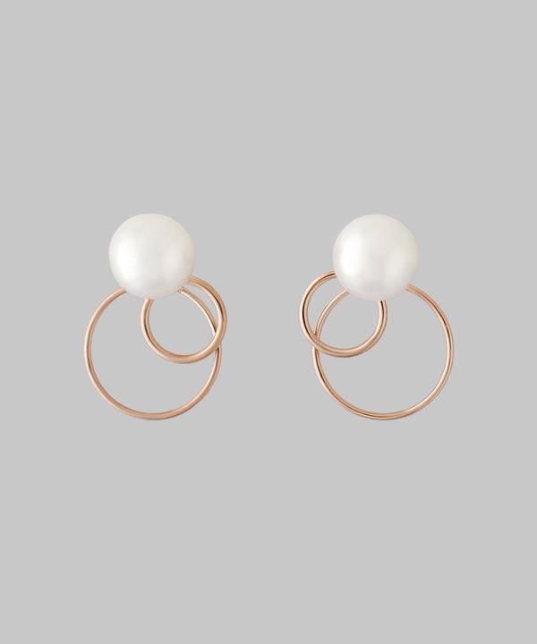 パール×ダブルサークルピアス
