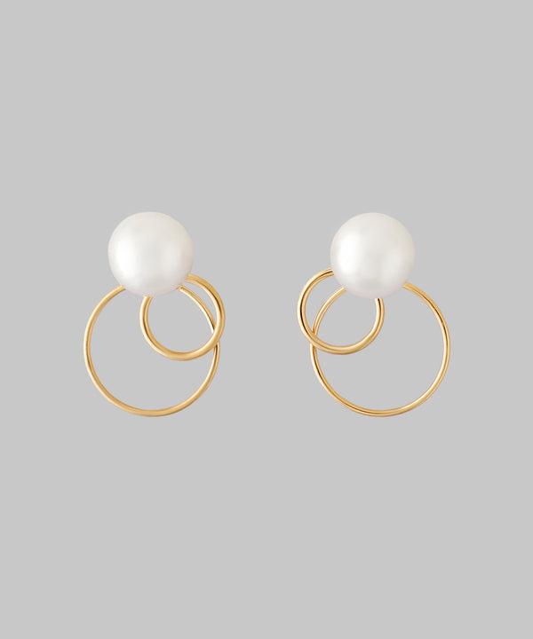 パール×ダブルサークルピアス