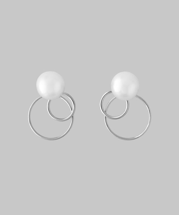 パール×ダブルサークルピアス