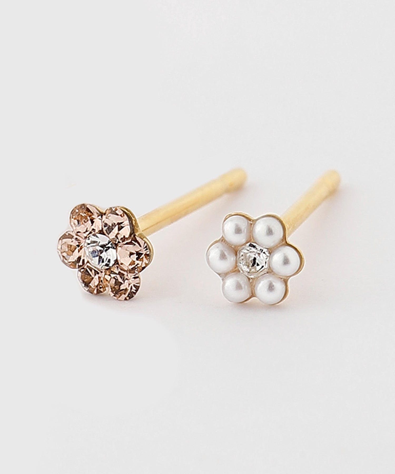 ANEMONE】ビジューフラワーピアス｜アネモネ・シエナロゼ・ミミサン