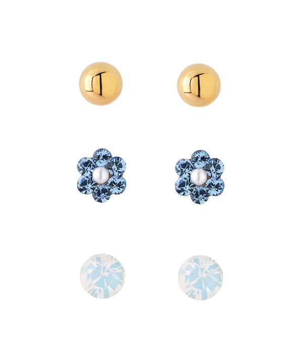 ビジューフラワーピアス[3ペアセット][Basic]