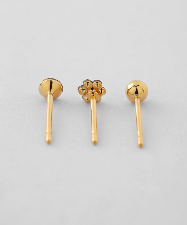 ビジューフラワーピアス[3ペアセット][Basic]