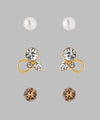 ビジュー×パールピアス[3ペアセット][Basic]