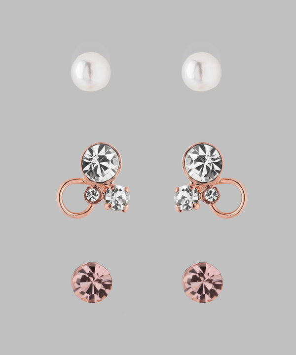 ビジュー×パールピアス[3ペアセット][Basic]