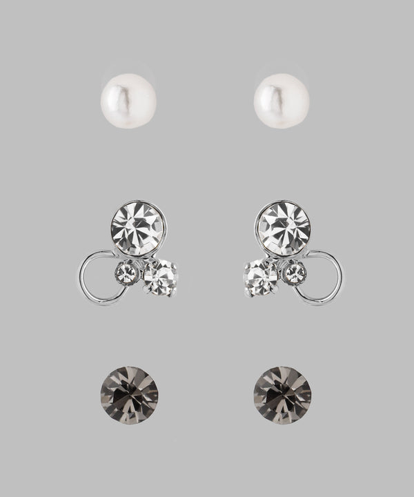 ビジュー×パールピアス[3ペアセット][Basic]