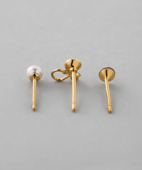 ビジュー×パールピアス[3ペアセット][Basic]