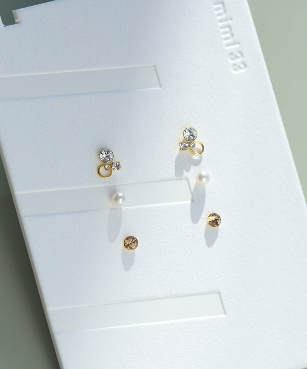 mimi33】ビジュー×パールピアス[3ペアセット][Basic]｜SANPO ONLINE