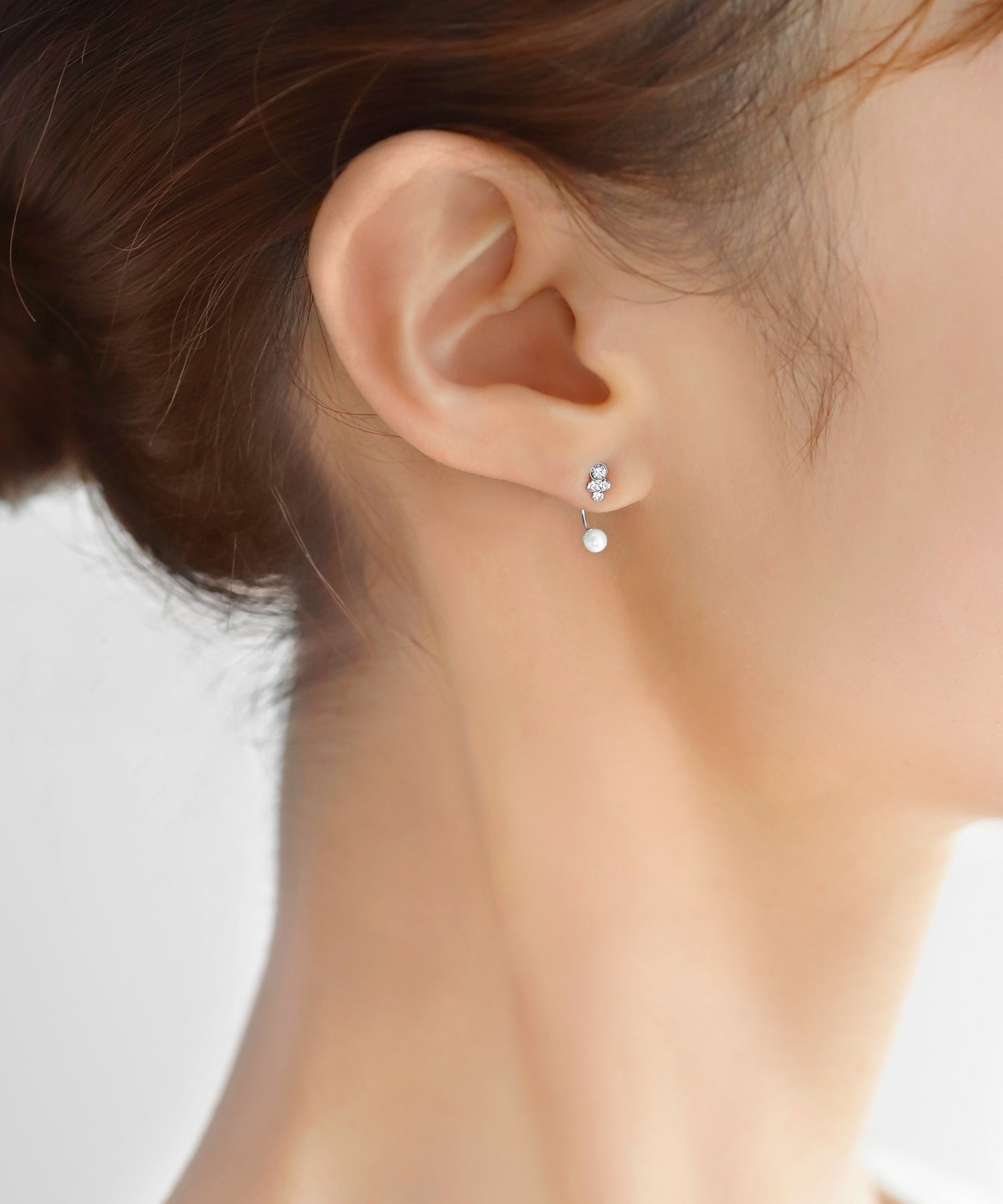 ANEMONE】ビジュー×パールバックキャッチピアス｜アネモネ・シエナロゼ