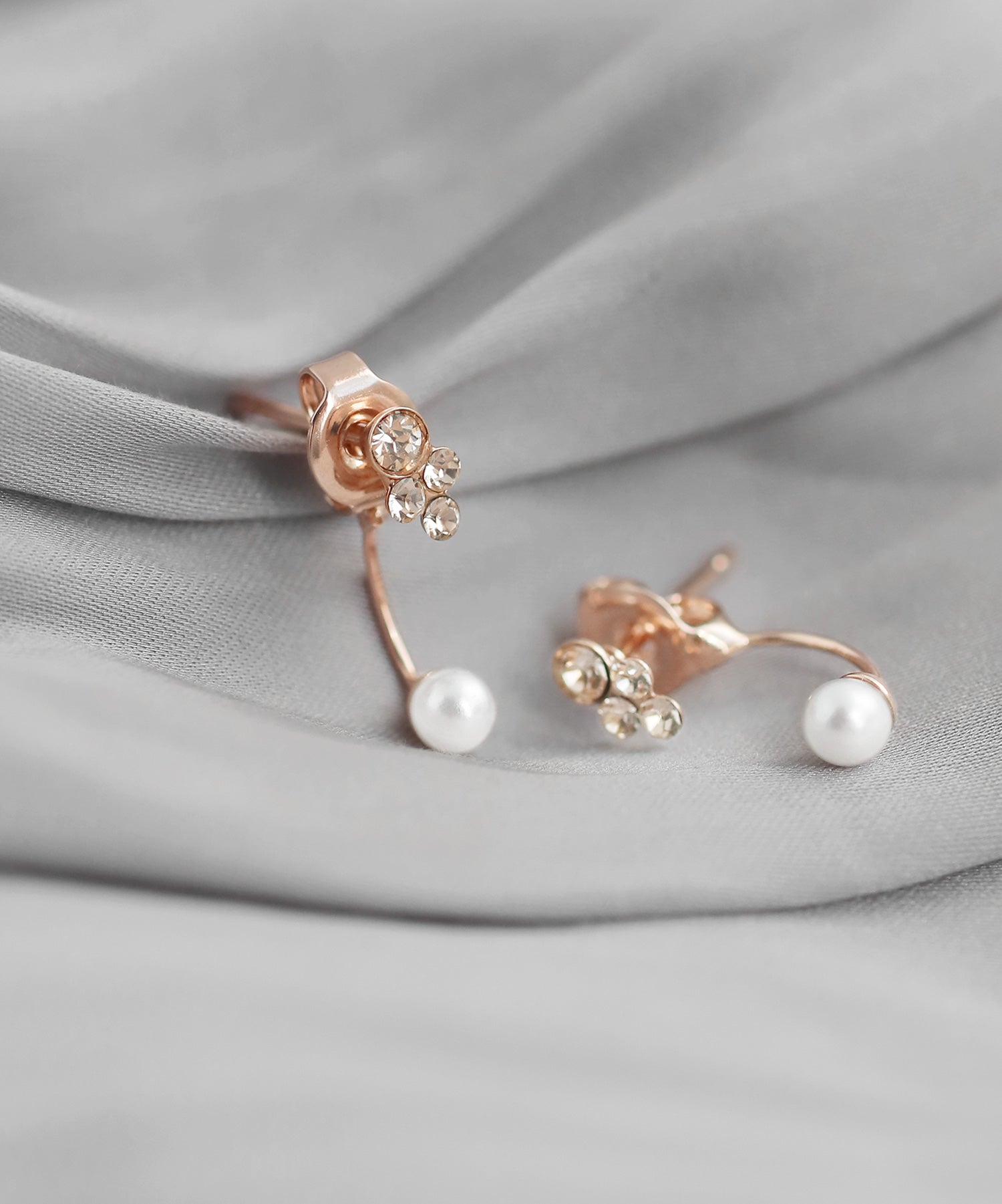 ANEMONE】ビジュー×パールバックキャッチピアス｜アネモネ・シエナロゼ