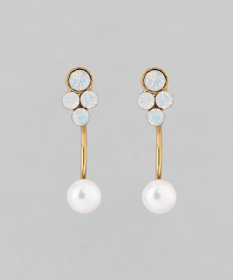 ビジュー×パールバックキャッチピアス