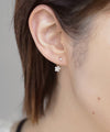 ビジュー×フラワーバックキャッチピアス