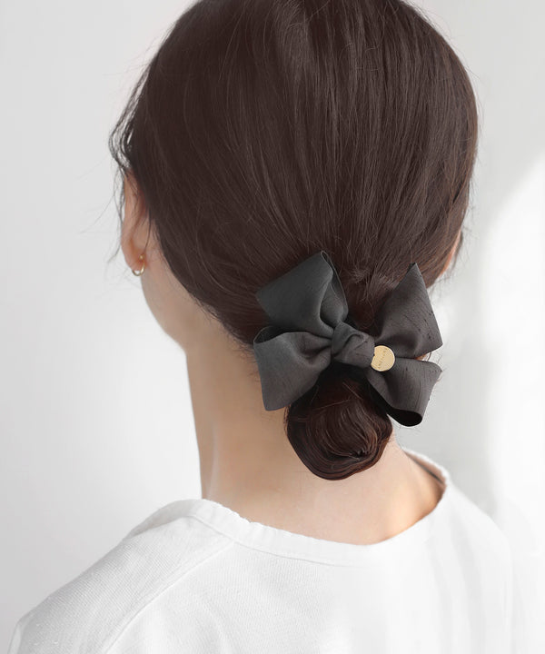 スラブ織りミラーリボンのヘアゴム