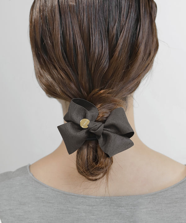 スラブ織りミラーリボンのヘアゴム