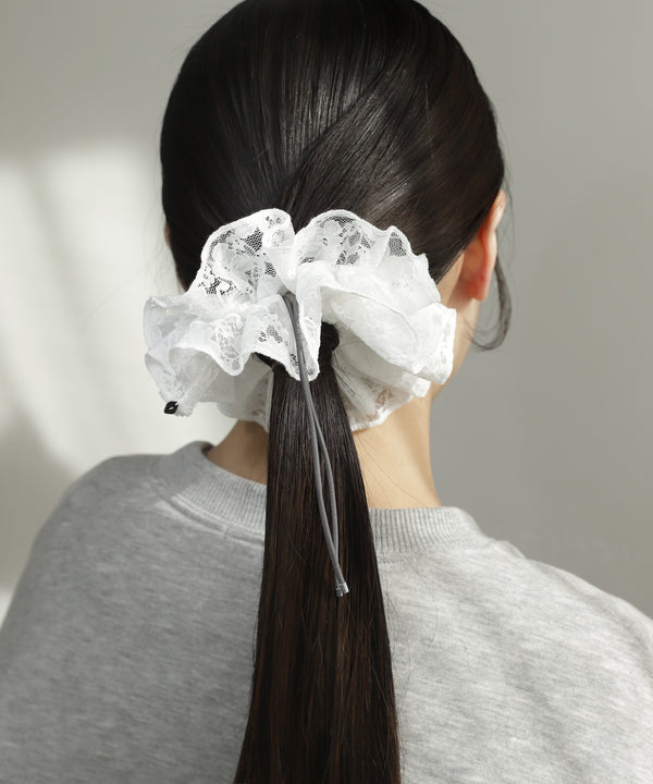 Drawcord lace scrunchie