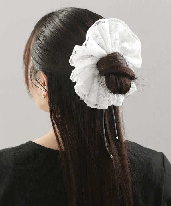 Drawcord lace scrunchie