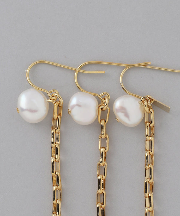 Pearl x Chain Earrings [Sheerchic]