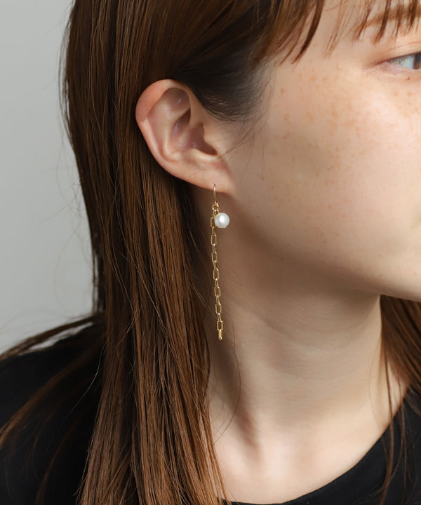Pearl x Chain Earrings [Sheerchic]