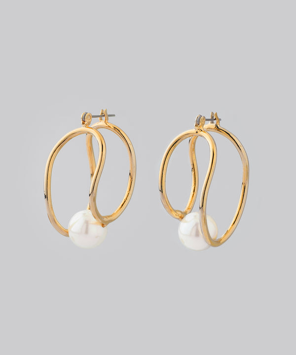 パール×メタルラインピアス[Ownideal]