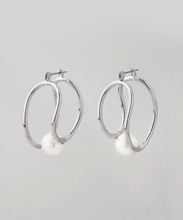 パール×メタルラインピアス[Ownideal]