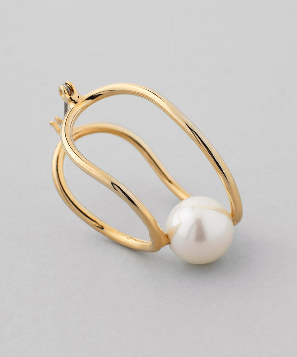 パール×メタルラインピアス[Ownideal]
