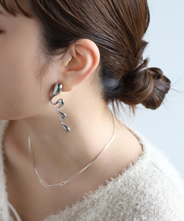 リキッドデザインピアス[ステンレス][Ownideal]